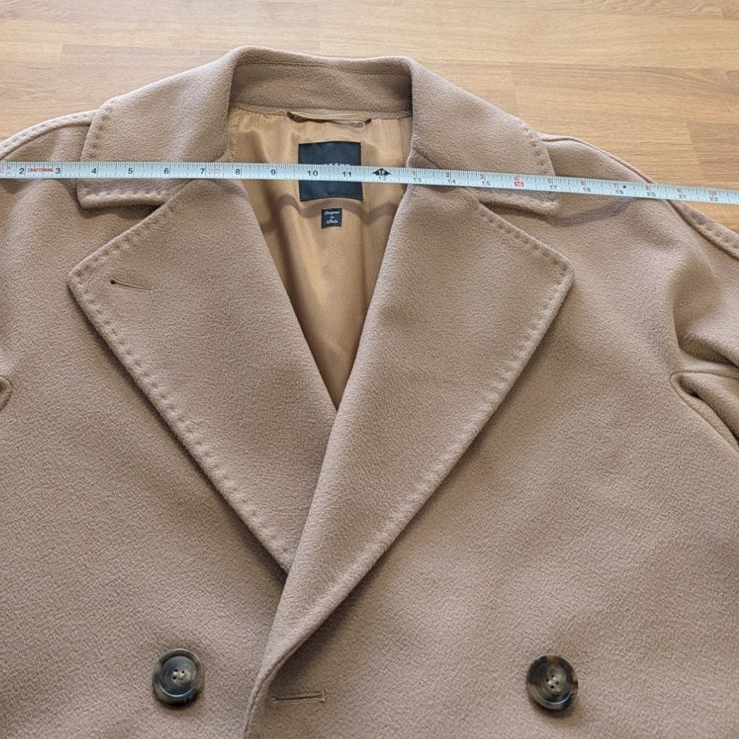 Weekend Max Mara Camel Tan Double-Breasted Wool Coat Womens 8 Belted Italy