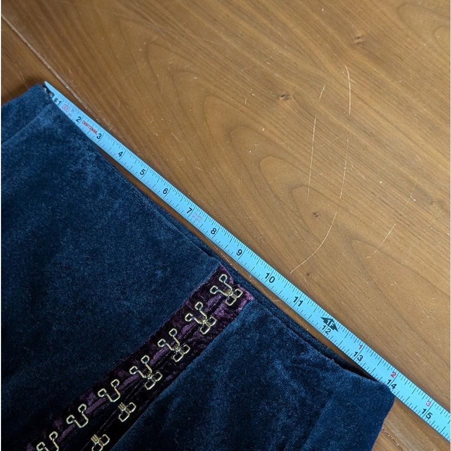 Gin Gin Paris Vintage Navy/Black Velvet Hook & Eye Front Pencil Midi Skirt, size S-M