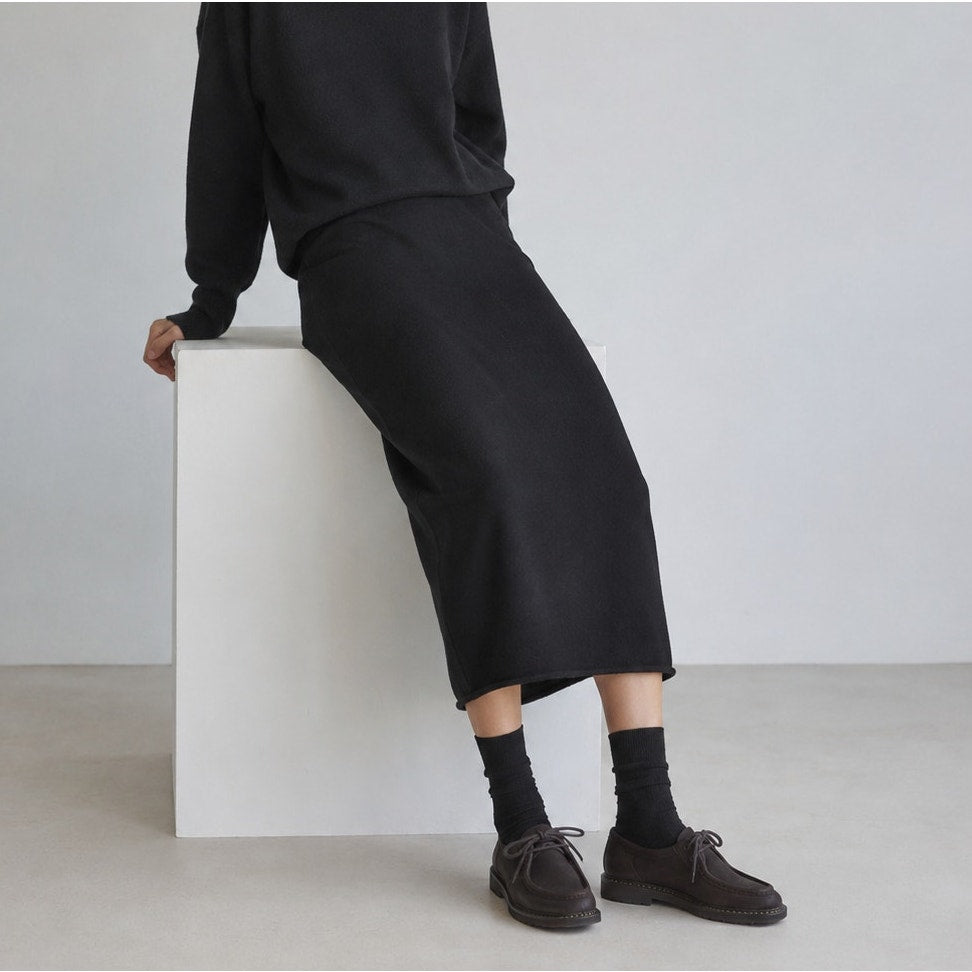 Labo.Art Gonna Penna Wool Midi Skirt Womens 0 Black High-rise Straight Italy NWT