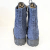 Salvatore Ferragamo Navy Gancini Monogram Denim Biker Combat Boots Womens 9.5