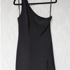 NBD Once Again Black One Shoulder Slit Midi Maxi Gown Dress, size S
