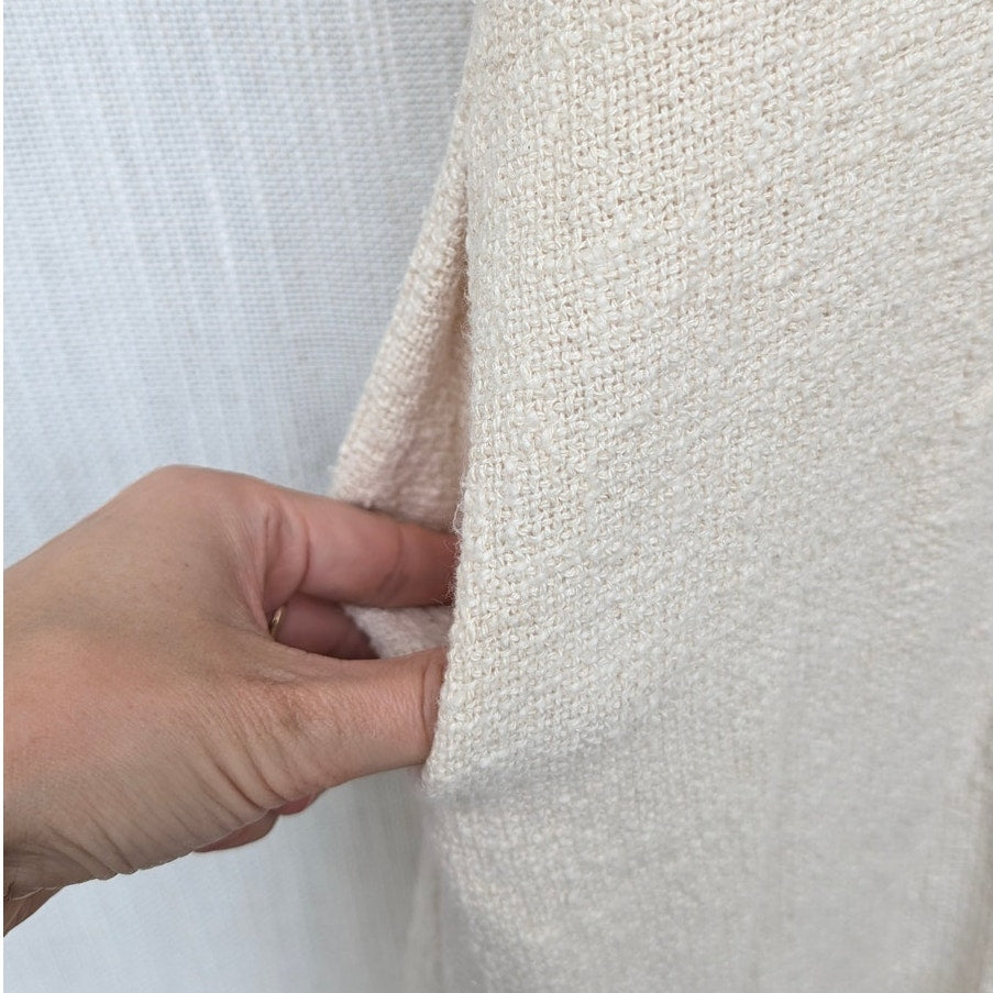 Zara Dress Womens S Cream Tweed Cotton Sleeveless V-neck A-line Midi