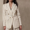 Banana Republic Alva Double-breasted Blazer Womens 4 Stipe Linen/Cotton 579142