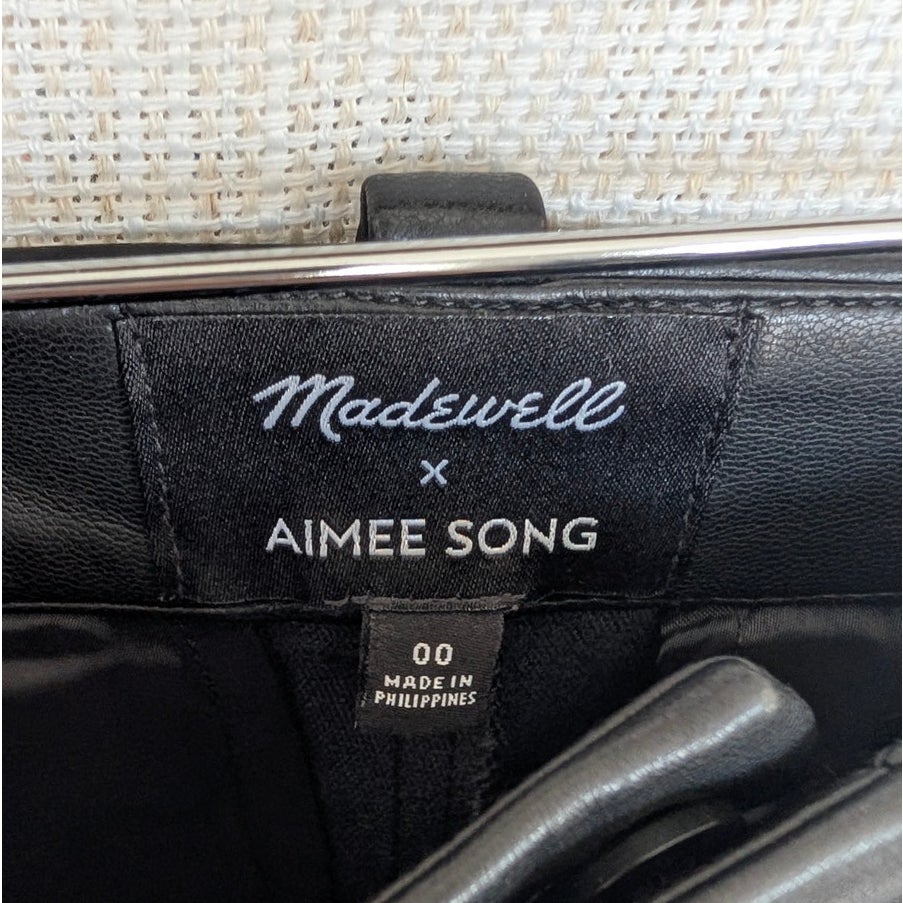 Madewell x Aimee Song Slim Tapered Pants in Faux Leather Womens 00 Mid-rise