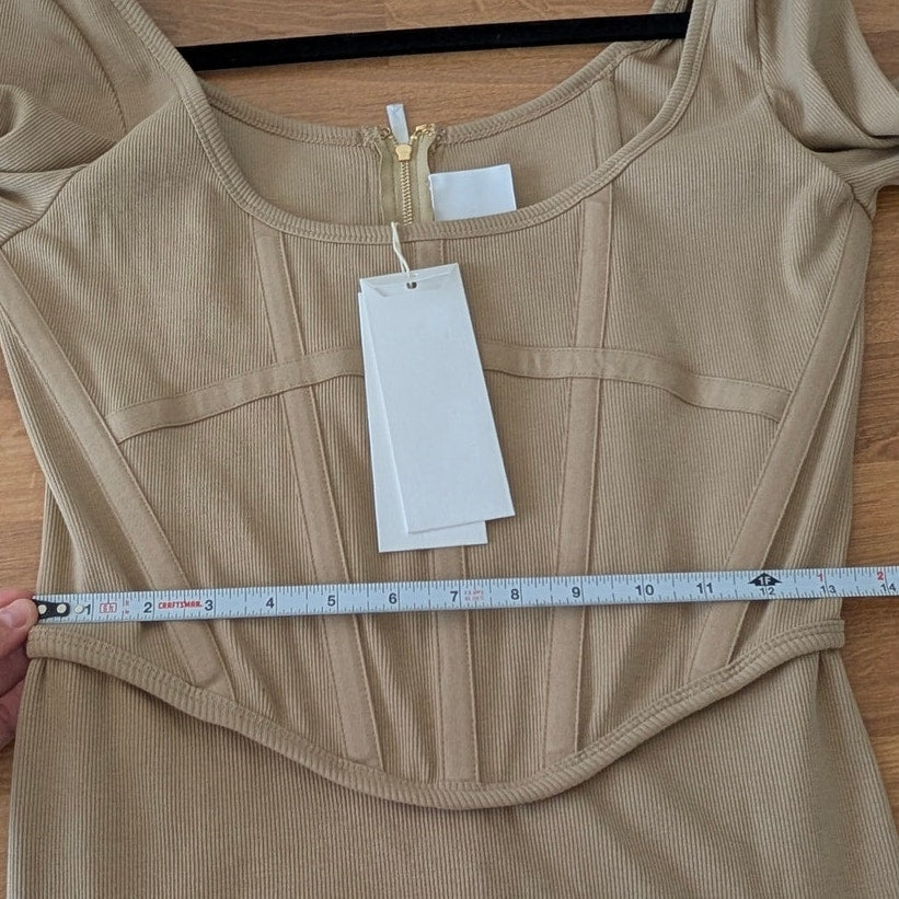 Dion Lee Ssence Exclusive Rib Corset Mini Dress in Sahara Womens AU12/US8 NWT