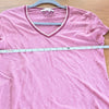 Gerald Darel Linen Tee Top Womens 1/S Pink Short Sleeve V-neck