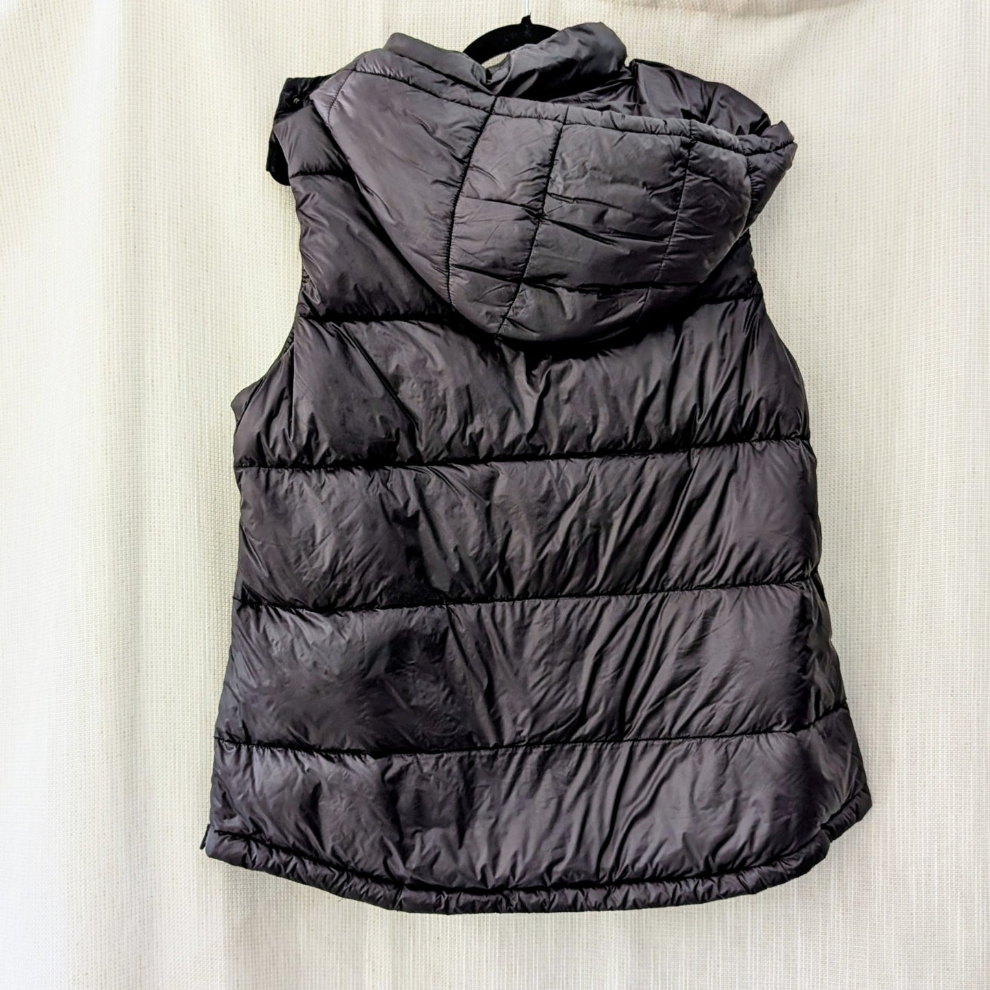 DKNY Sport Premium Down Black Half-Zip Down Puffer Hood Vest, size M