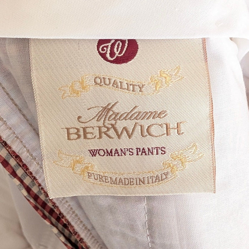Berwich Laura 67 Pants Womens IT44 US 8 Red Gingham Check Wool es1508x Italy NWT