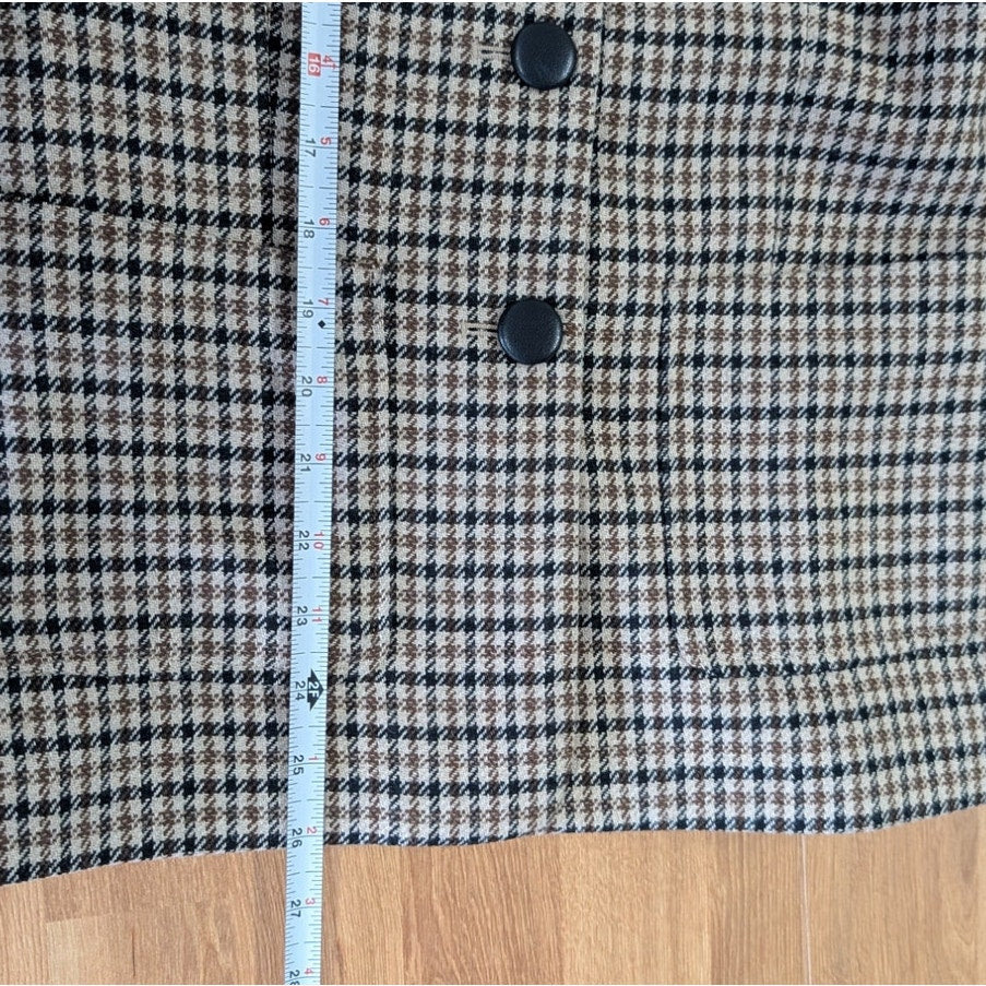 Rag&bone Drew Italian Houndstooth Wool Blazer Womens 0 Brown Single-breasted