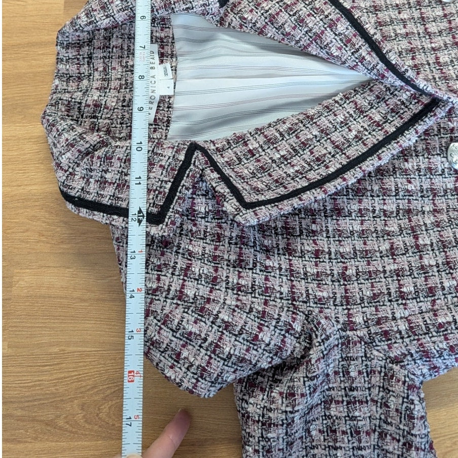 Veronica Beard Theron Tweed Double-breasted Blazer Jacket Womens 4 Pink Purple