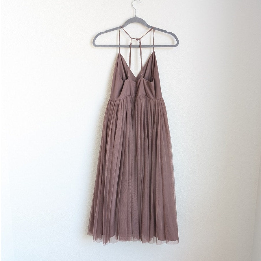 ASOS Pinny Extreme Tulle Mesh A-line Purple Midi Sleeveless Dress, size 6