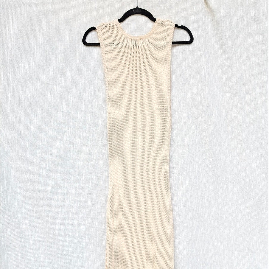 DISSH Ophelia Crochet Maxi Sleeveless Dress in Natural, size L