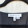 See by Chloe Silk Cutwork Detail Dress Womens 6 Black V-neck Short Sleeve Mini