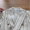 Banana Republic Alva Double-breasted Blazer Womens 4 Stipe Linen/Cotton 579142