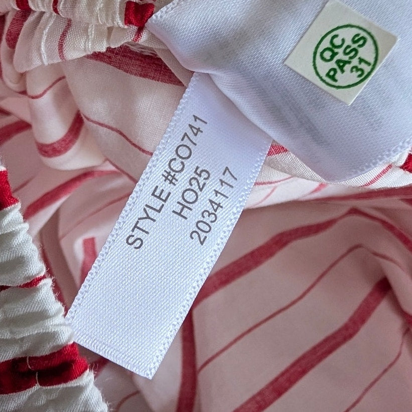 J.Crew Pajama Set in Cotton Poplin Womens M Ivory/Red Stripe Shirt & Pants NWOT