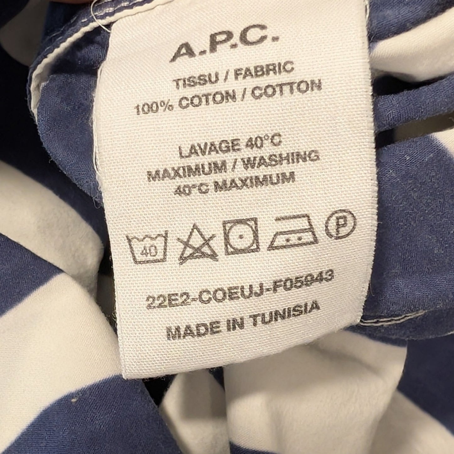 NWT APC Rue Madame Plaja Dress Striped White/Navy Shirt Dress Robe, size 36