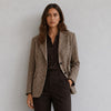 Rag&bone Drew Italian Houndstooth Wool Blazer Womens 0 Brown Single-breasted