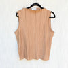 Anine Bing Rondi Pleated Top Womens L Brown Crepe Sleeveless Straight Mock Neck