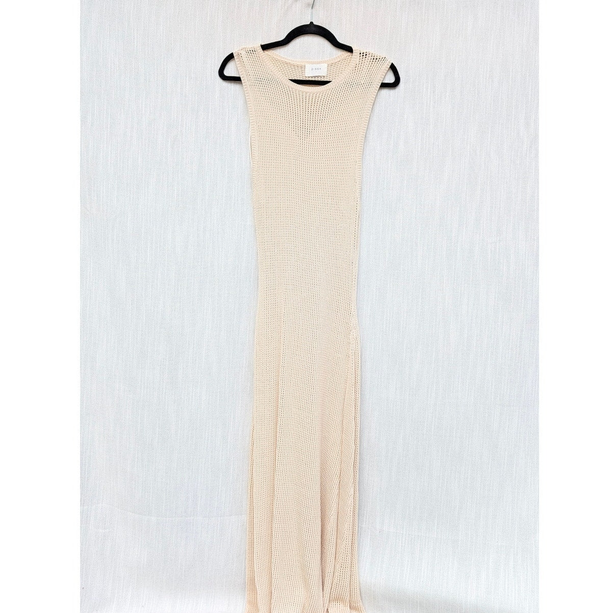 DISSH Ophelia Crochet Maxi Sleeveless Dress in Natural, size L
