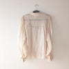 NWOT MOS The Label Ivory Meadow Blouse Button Linen Blend Long Sleeve Top, size US 6