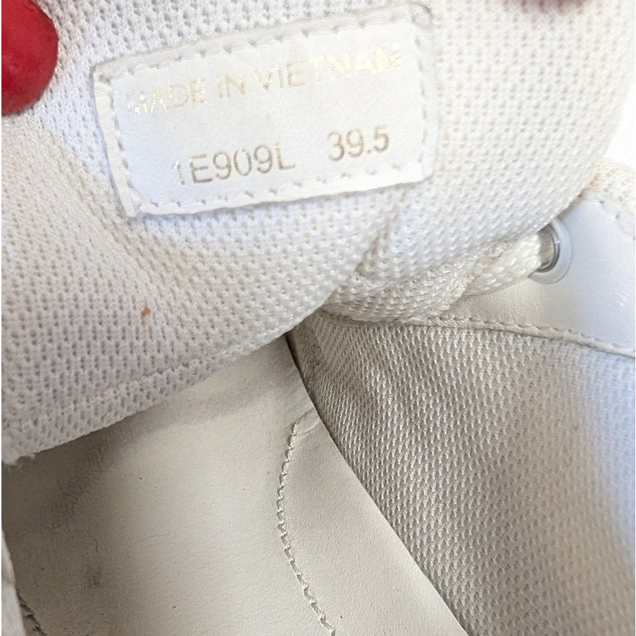 Prada 1E909L Leather Sneakers Womens EU39.5/US 9.5 White Low Top Striped