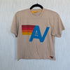 Aviator Nation Logo Tee Unisex Womens S Tan Crewneck Short Sleeve Boyfriend