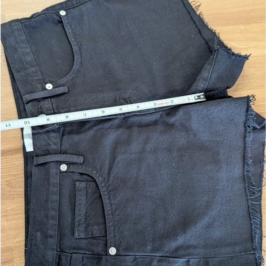 Frame Le Brigette Mini Short Womens 25 Black Denim Cotton High-Rise Raw Cut NWOT