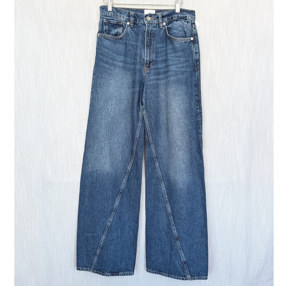 Anine Bing Brie Jeans Womens 27 Blue Denim High-rise Wide Leg