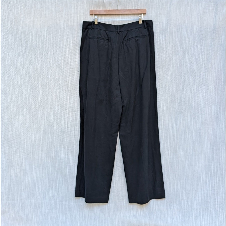 NWT Madewell Black Tall Slouchy Straight Pants in Drapey Twill NS449, Size 12