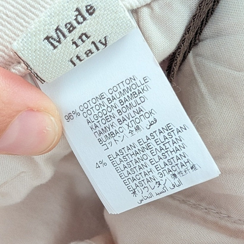 Brunello Cucinelli Straight Tapered Pleated Pants Womens 10 Ecru Cotton High-rise Chino