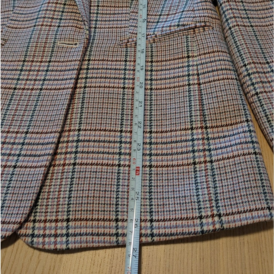 J.Crew Parke Blazer Womens 4 Pink/Ivory Plaid Italian Wool Single-breasted AQ234