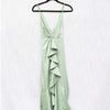 NBD Light Me Up Evening Dress Womens XS Green Sleeveless Ruffle Ball Gown Maxi