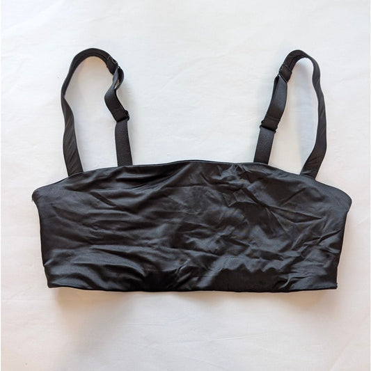 SKIMS Seamless Sculpt Scoop-neck Stretch Satin Black Bra/Bralette, size S