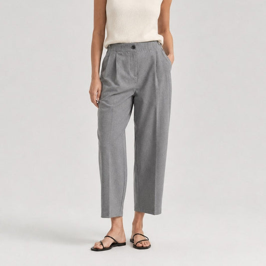 Zara Trousers Womens S Gray High-rise Cropped Dress Chino Pants
