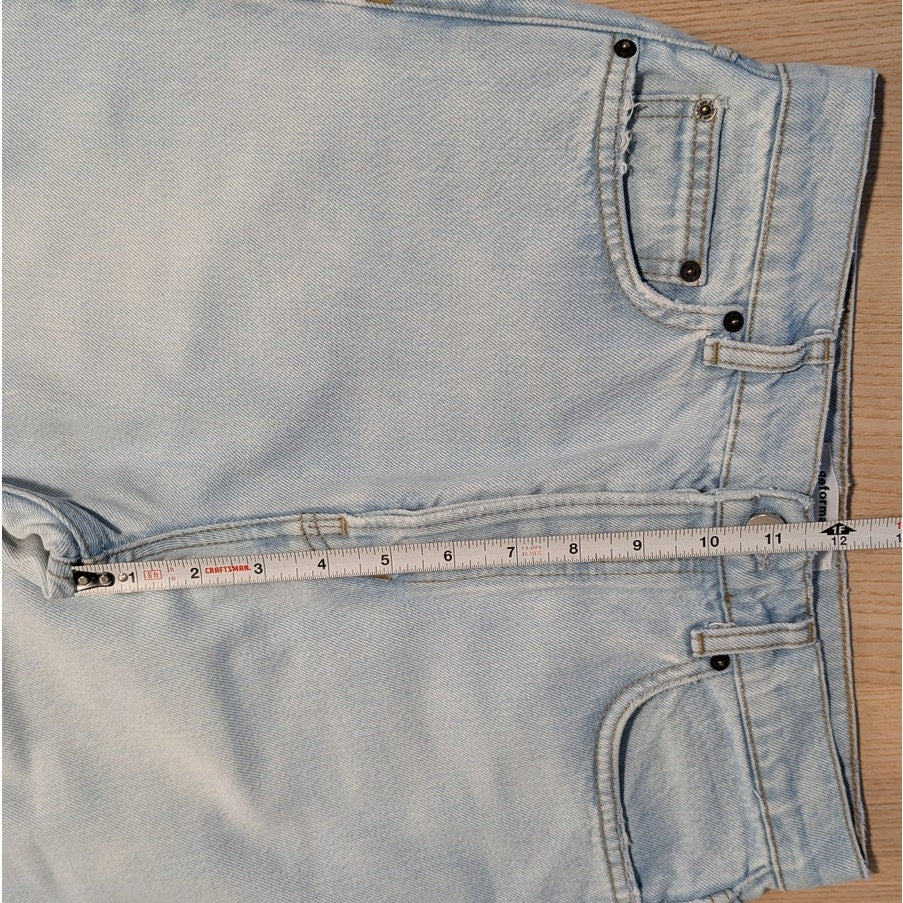 Reformation Cynthia Patch Denim High Rise Straight Ankle Jeans, size 27