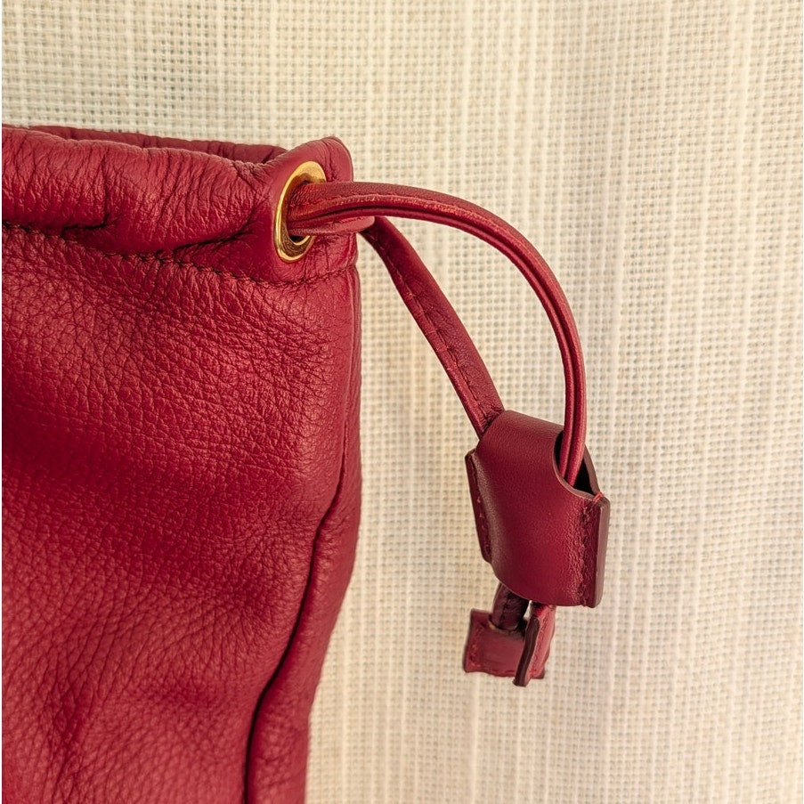 Etro Milano Red Leather Tote Bag Made in Italy Large Shopper Shoulder Bag