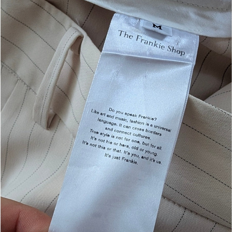 The Frankie Shop Tansy Pants Womens M Pleated Pinstriped Crepe Straight Wide Leg
