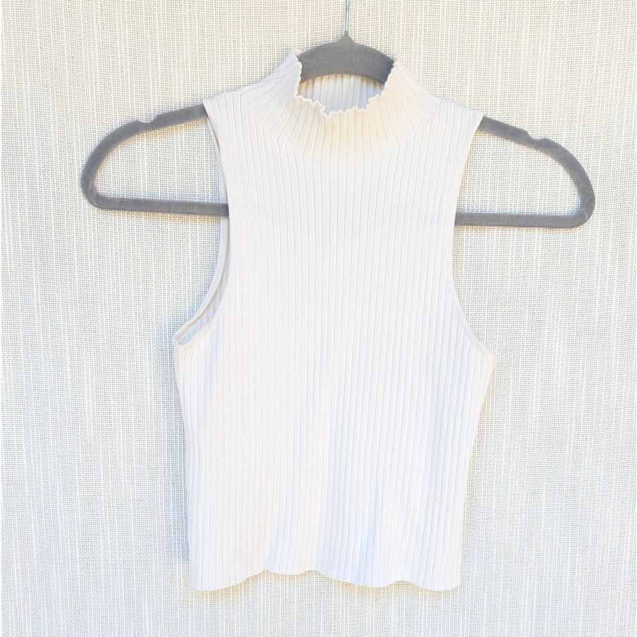 Reformation Tallulah Ribbed Sweater Tank Womens M Cotton Turtleneck High Neck