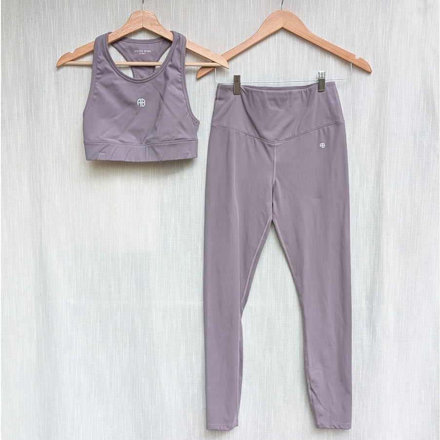 Anine Bing Sport Set Womens Blair Bralet Top XS & Blake High Waist Leggings S