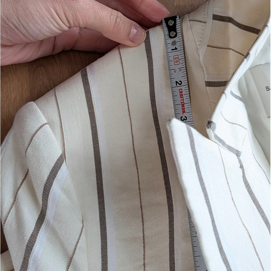 Banana Republic Alva Double-breasted Blazer Womens 4 Stipe Linen/Cotton 579142