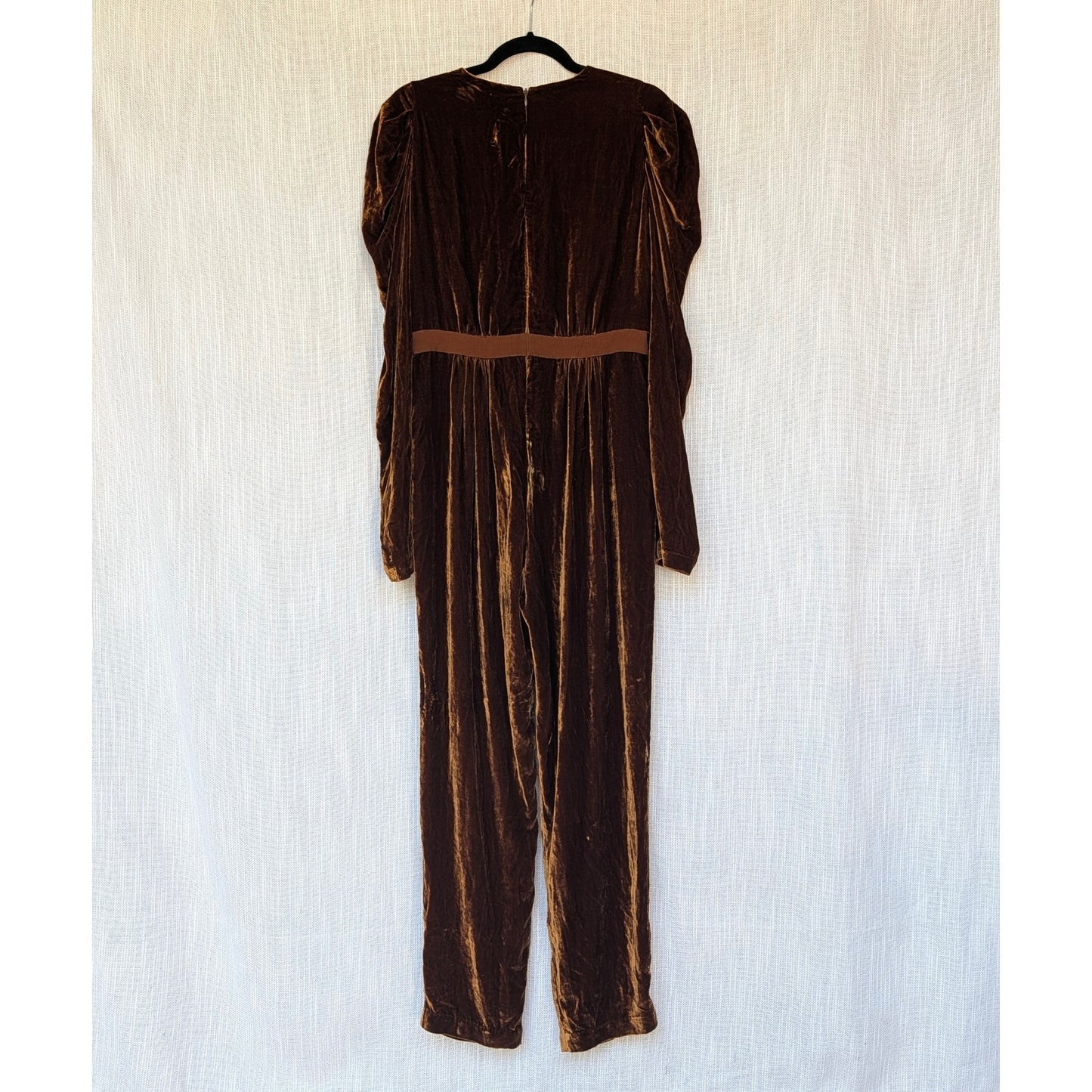 Ulla Johnson Sabine Chic Gold/Yellow Gathered Velvet One Piece Jumpsuit, size 8