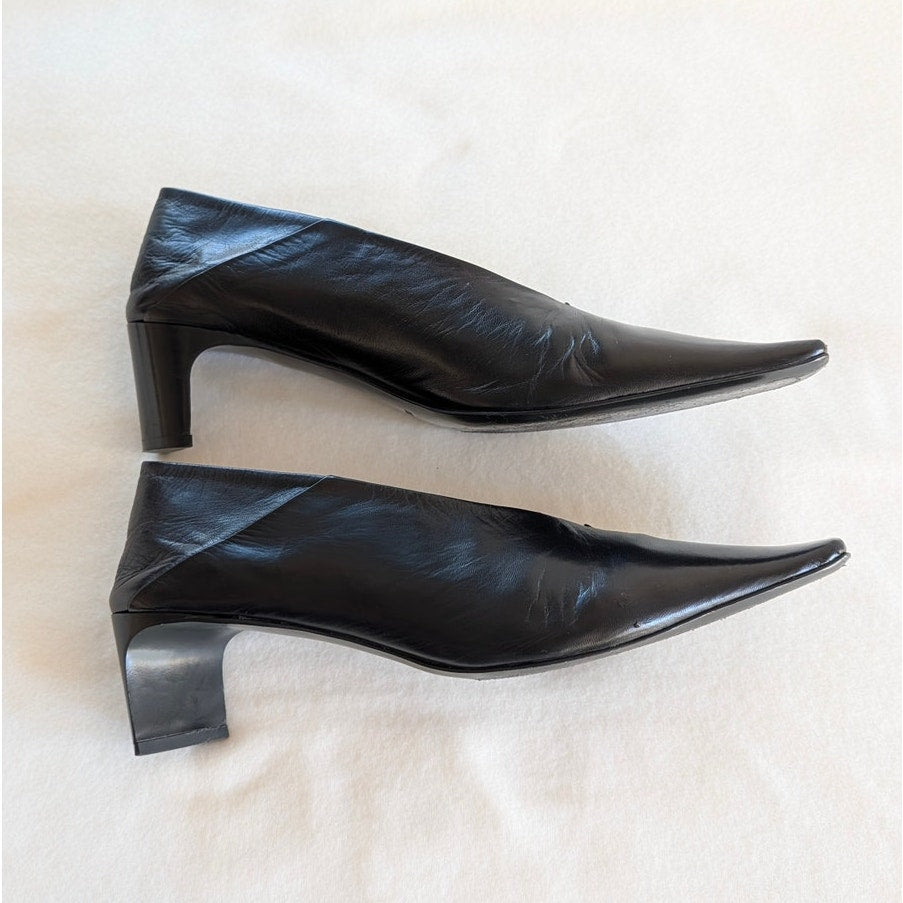 Jil Sander Tripon Pumps Womens EU 39.5/ US 9.5 Leather Court Square Toe Slip On
