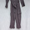 Anthropologie ASKK NY Cargo Jumpsuit Womens 1 Long Sleeve Button Front Wide Leg