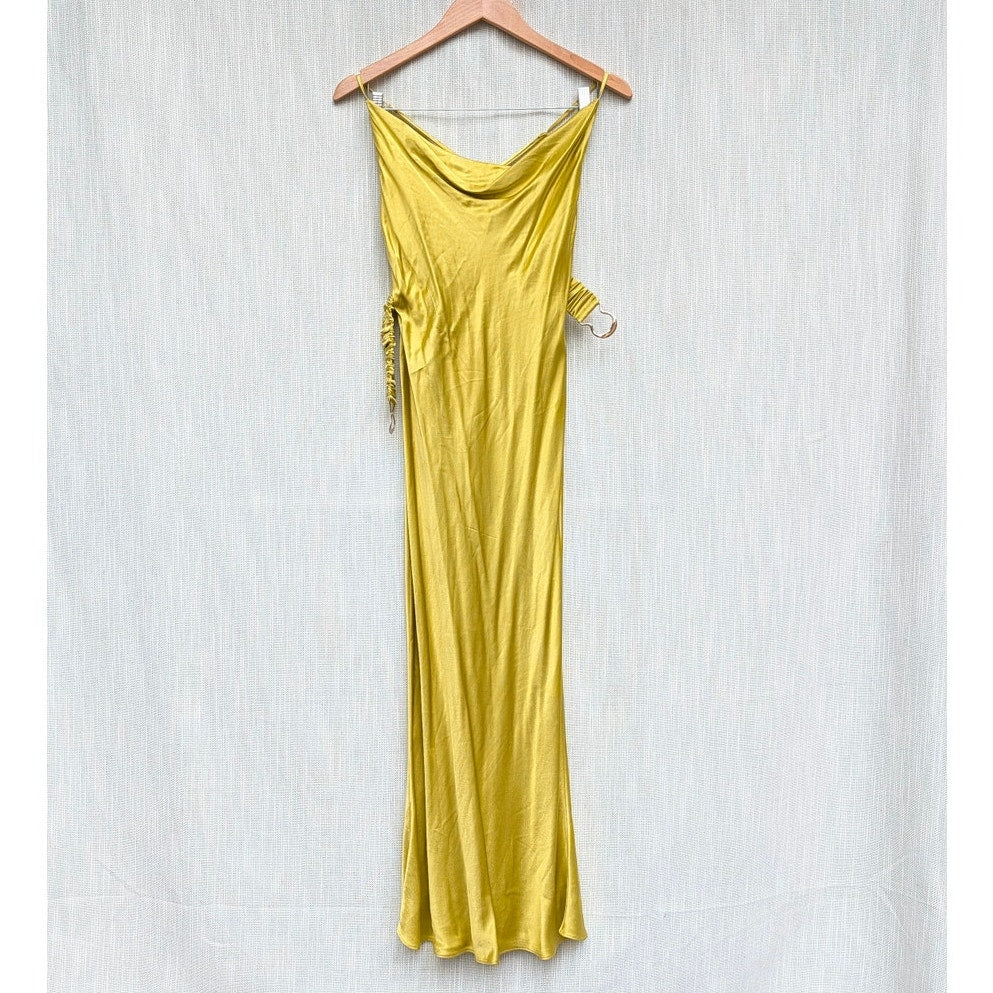 Shona Joy Dress Women 4 Lime Gala Bias Spaghetti Strap Sleeveless Belt Midi/Maxi