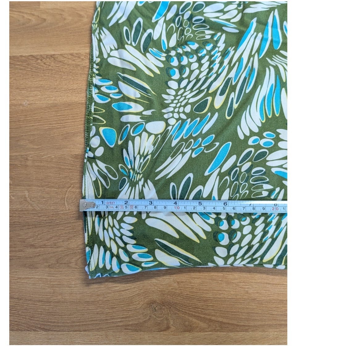 Reformation Green Blue Abstract Floral Strapless Stretch Midi Dress XS