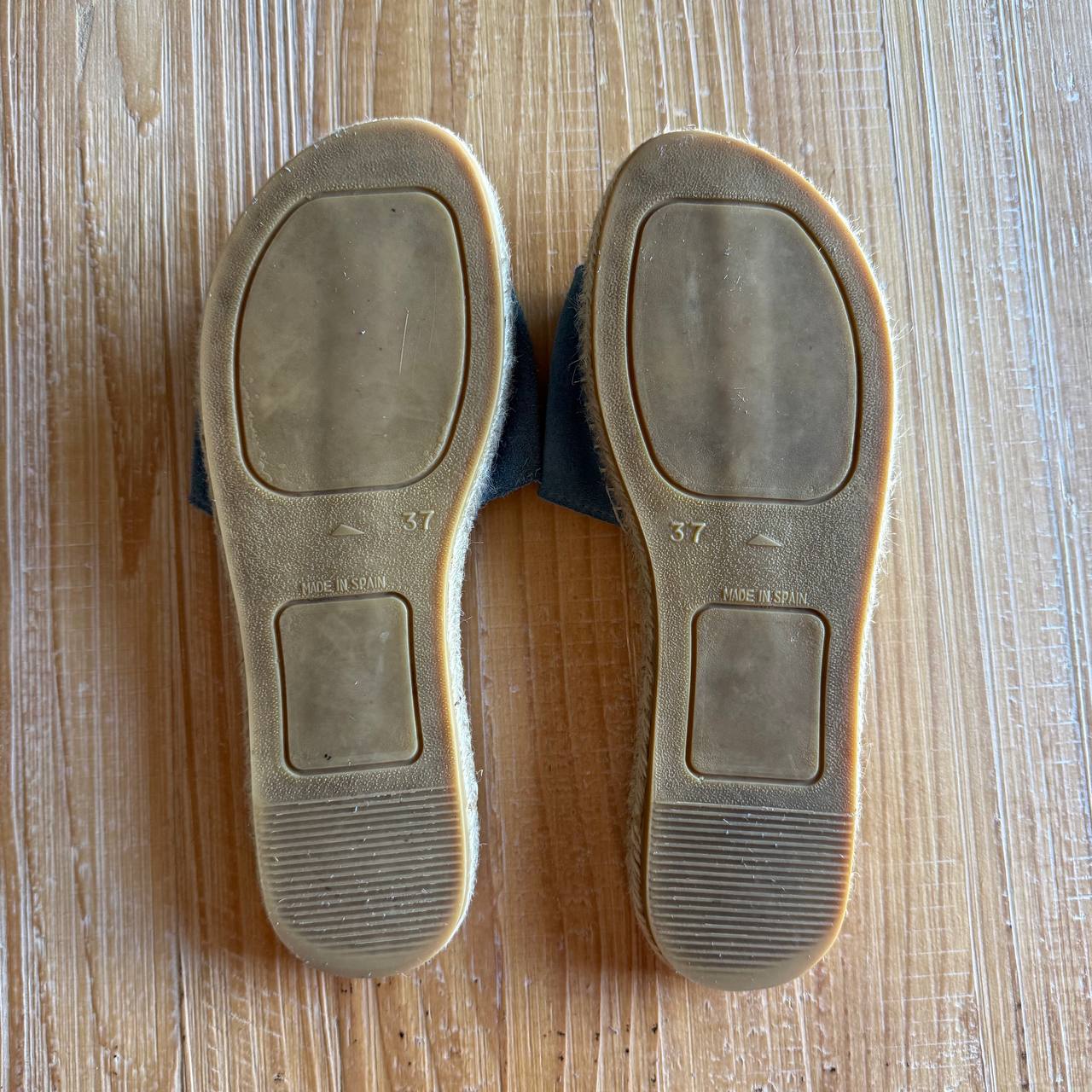 Manebi Sandals Womens EU 37/US 6 Blue Suede Flat Open Toe Espadrille Slides