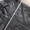Barneys Men's Originals Black Leather Moto Biker Full Zip Jacket, size M