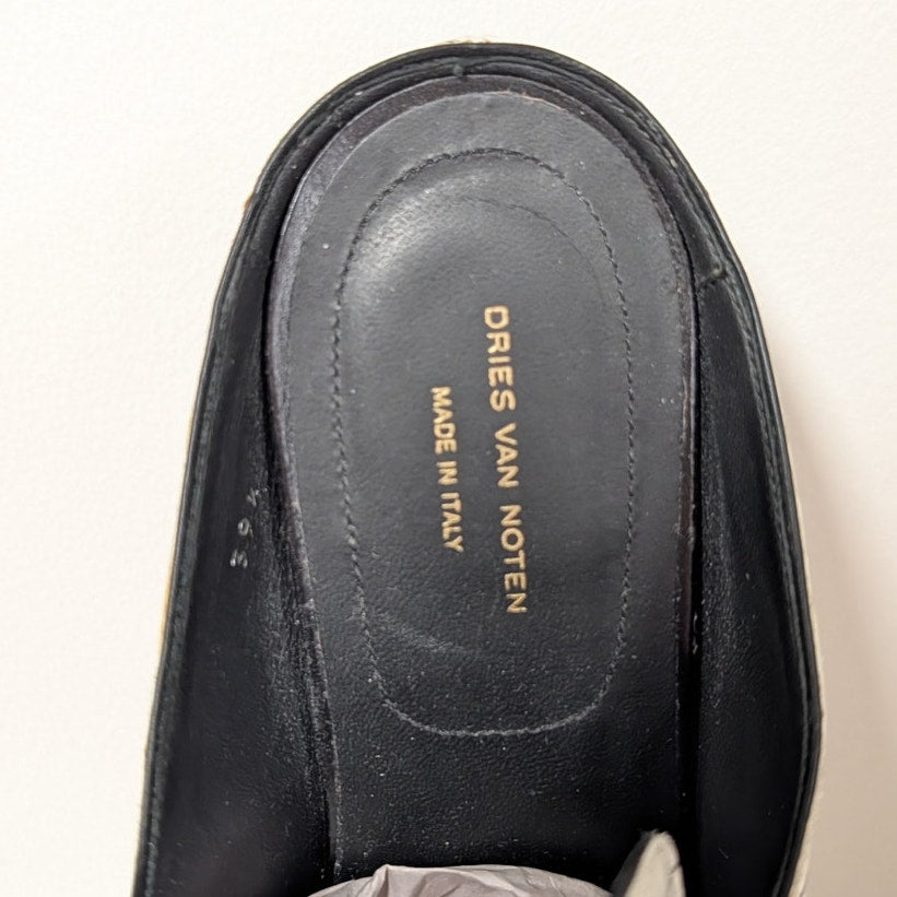 Dries Van Noten Leather Croc Print Mules Womens IT 39.5/US 9.5 White Heeled