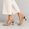 Burberry Leather Suede Pointed Toe Pumps Womens EU 39.5/US 9.5 Beige High Heel