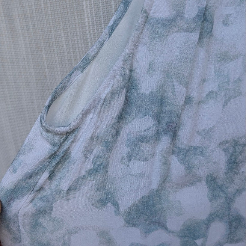 Cloth & Stone Dress Womens XS Blue/Gray Abstract Sleeveless Belted Shirt Midi